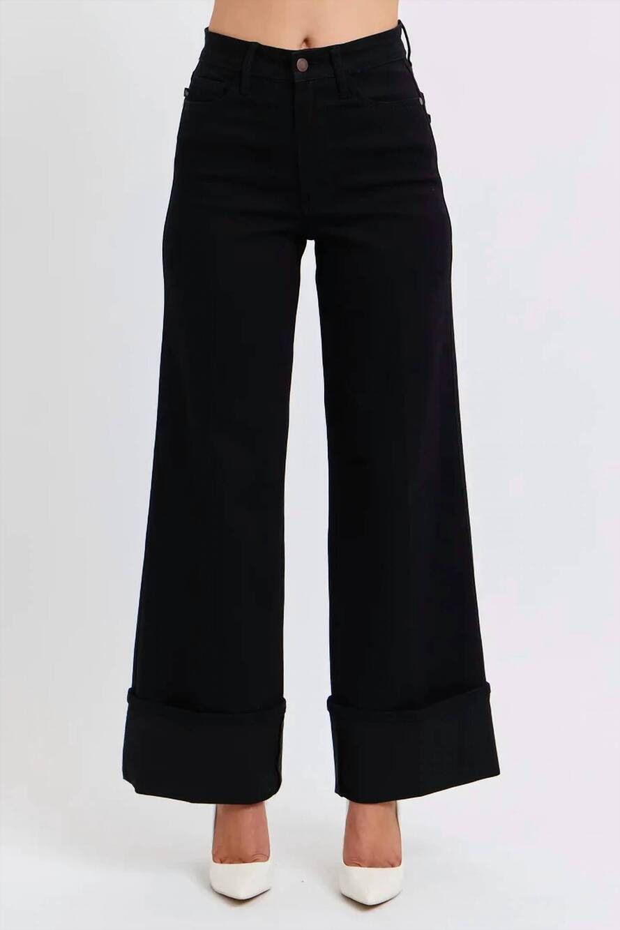 NEW JUDY BLUE wide cuff retro jeans in black